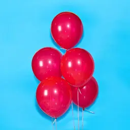 Five Red Helium Balloons 0091